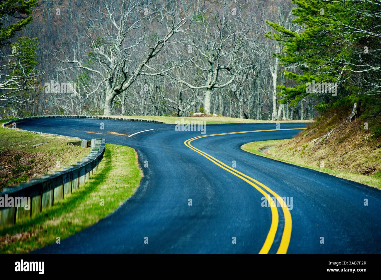 The Blue Ridge Parkway winds through the Blue Ridge Mountains near ...
