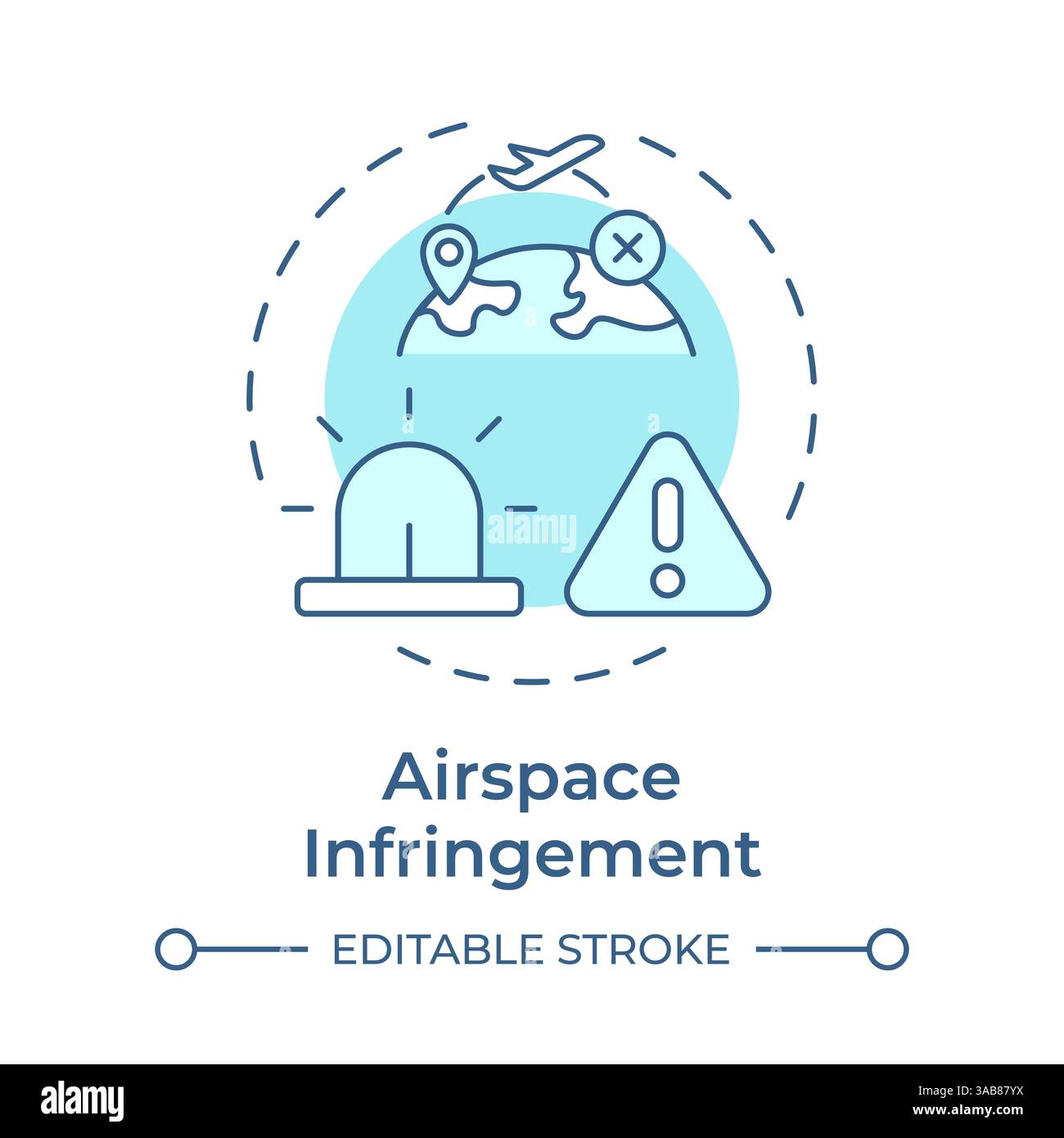Airspace infringement soft blue concept icon Stock Vector