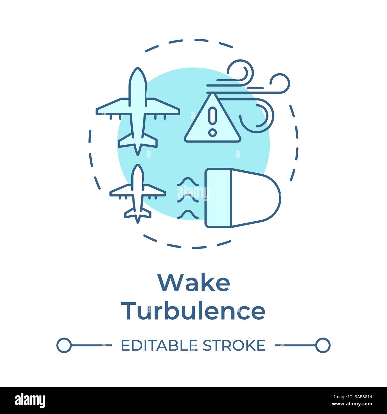 Wake turbulence soft blue concept icon Stock Vector