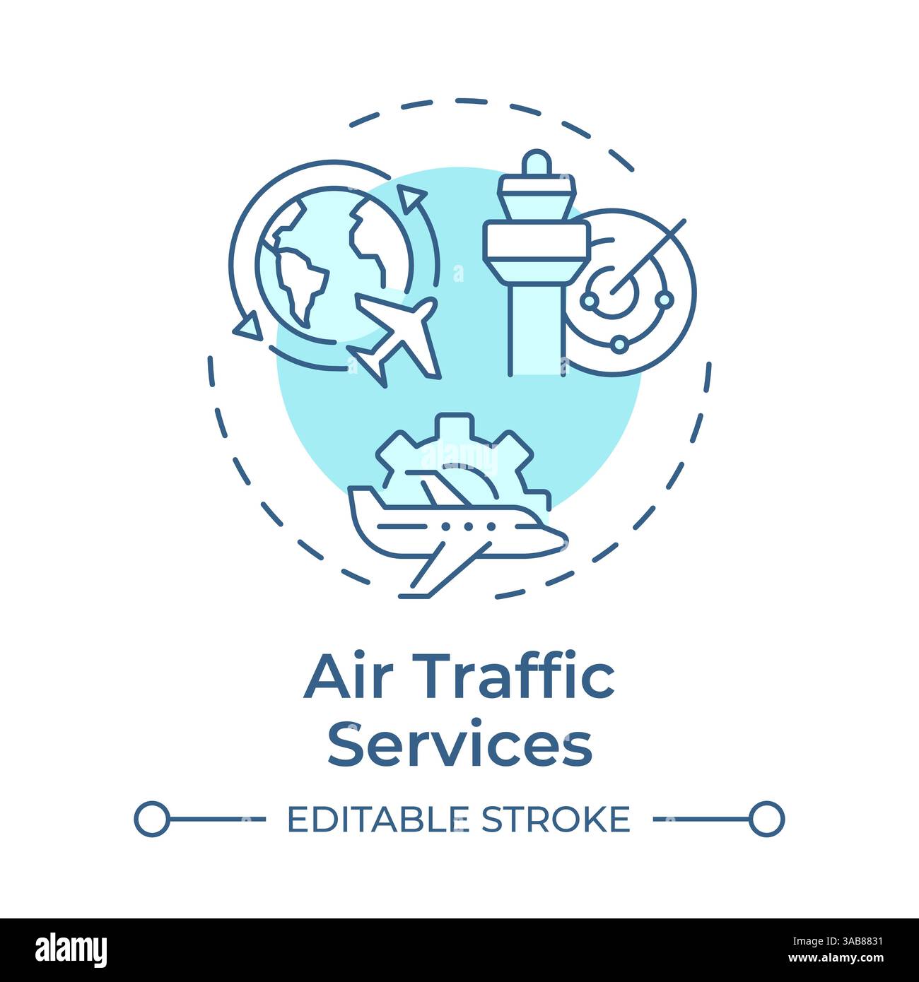 Air traffic services soft blue concept icon Stock Vector