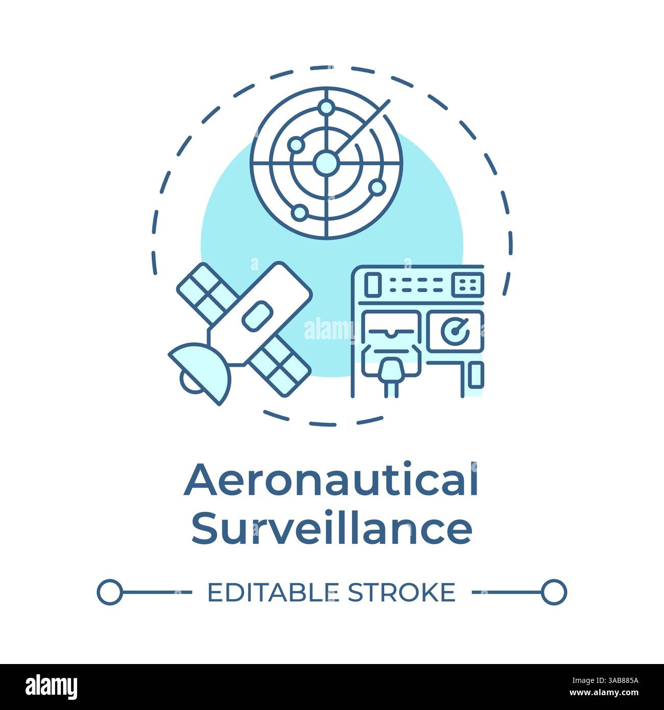 Aeronautical surveillance soft blue concept icon Stock Vector
