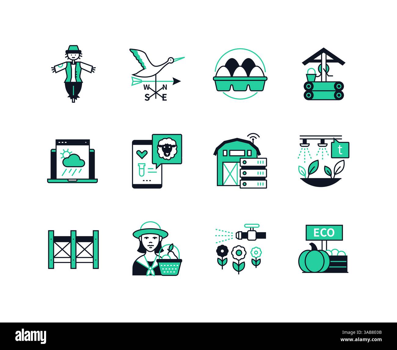 Smart gardening and farming - line design style icons set Stock Vector ...