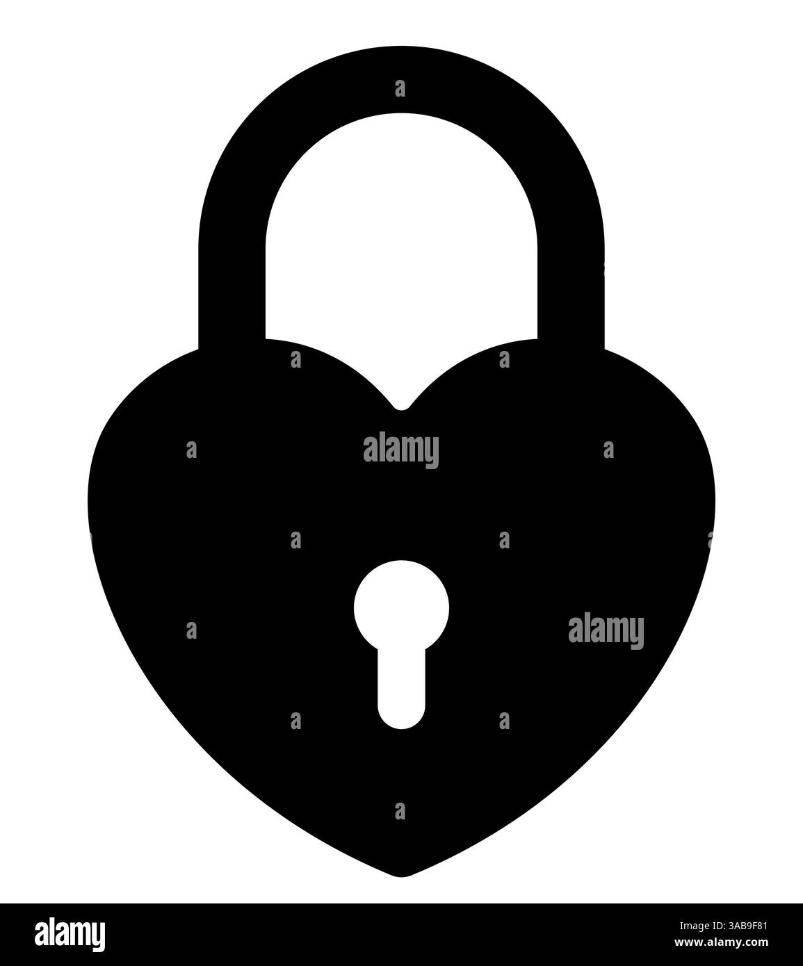 heart shaped padlock, black and white vector illustration of locked ...