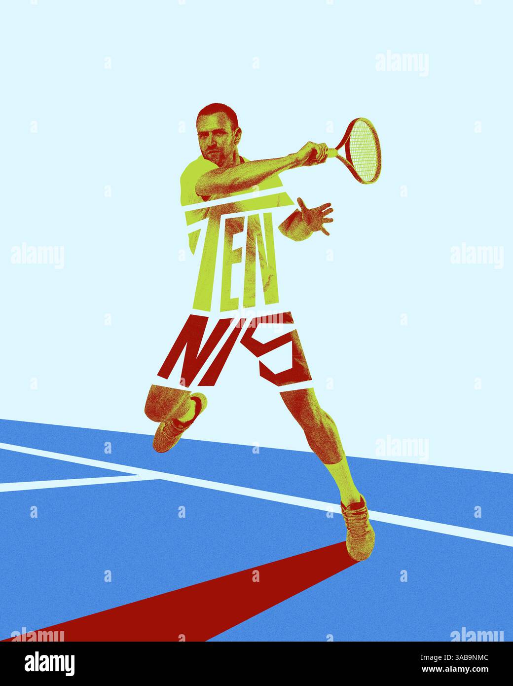 Front view image of concentrated and determined man, tennis player in ...