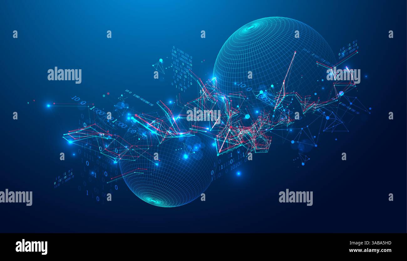 Digital network & data flow in cyberspace theme background. Futuristic ...