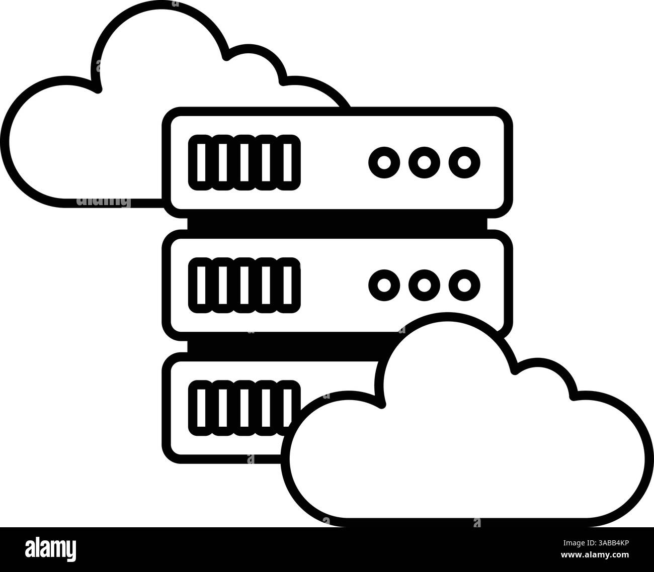 A cloud with three servers stacked on top of it Stock Vector