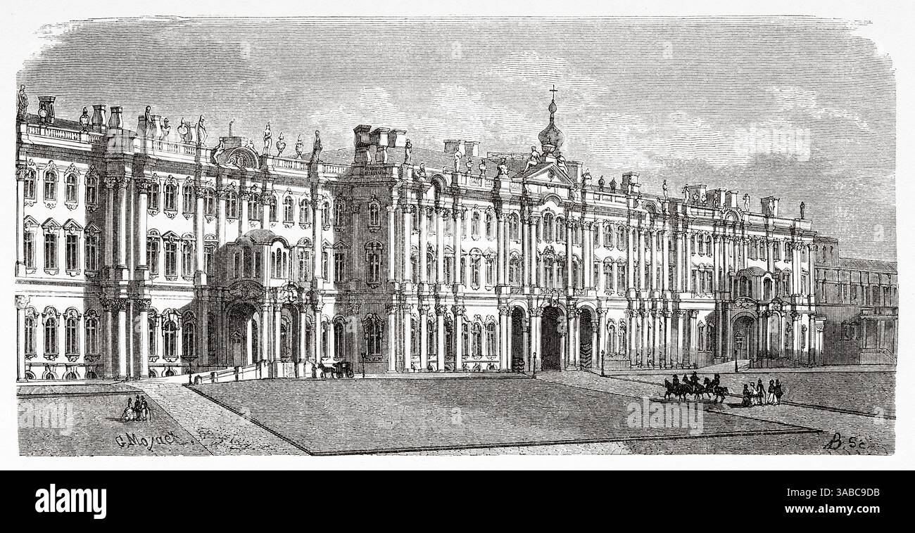 Winter palace st petersburg 19th century russia hi-res stock