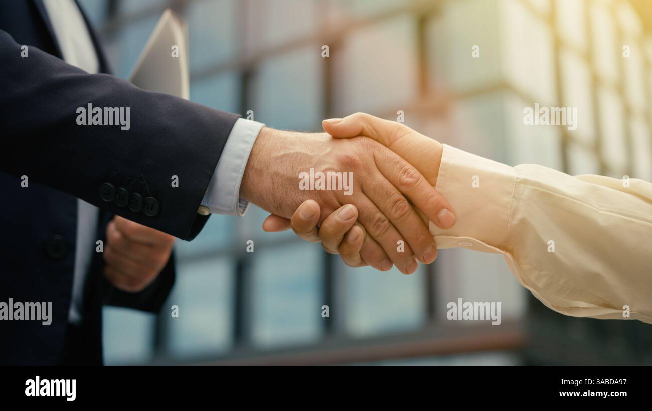 B2b concept working relationship partnership handshake two business ...