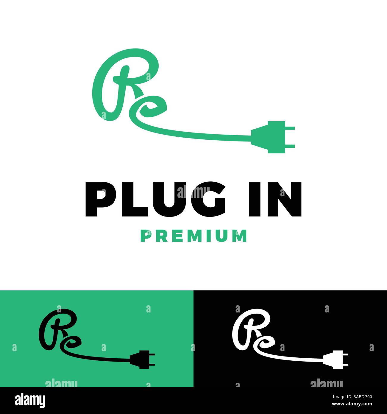 initial letter r plug in icon vector logo template illustration design Stock Vector