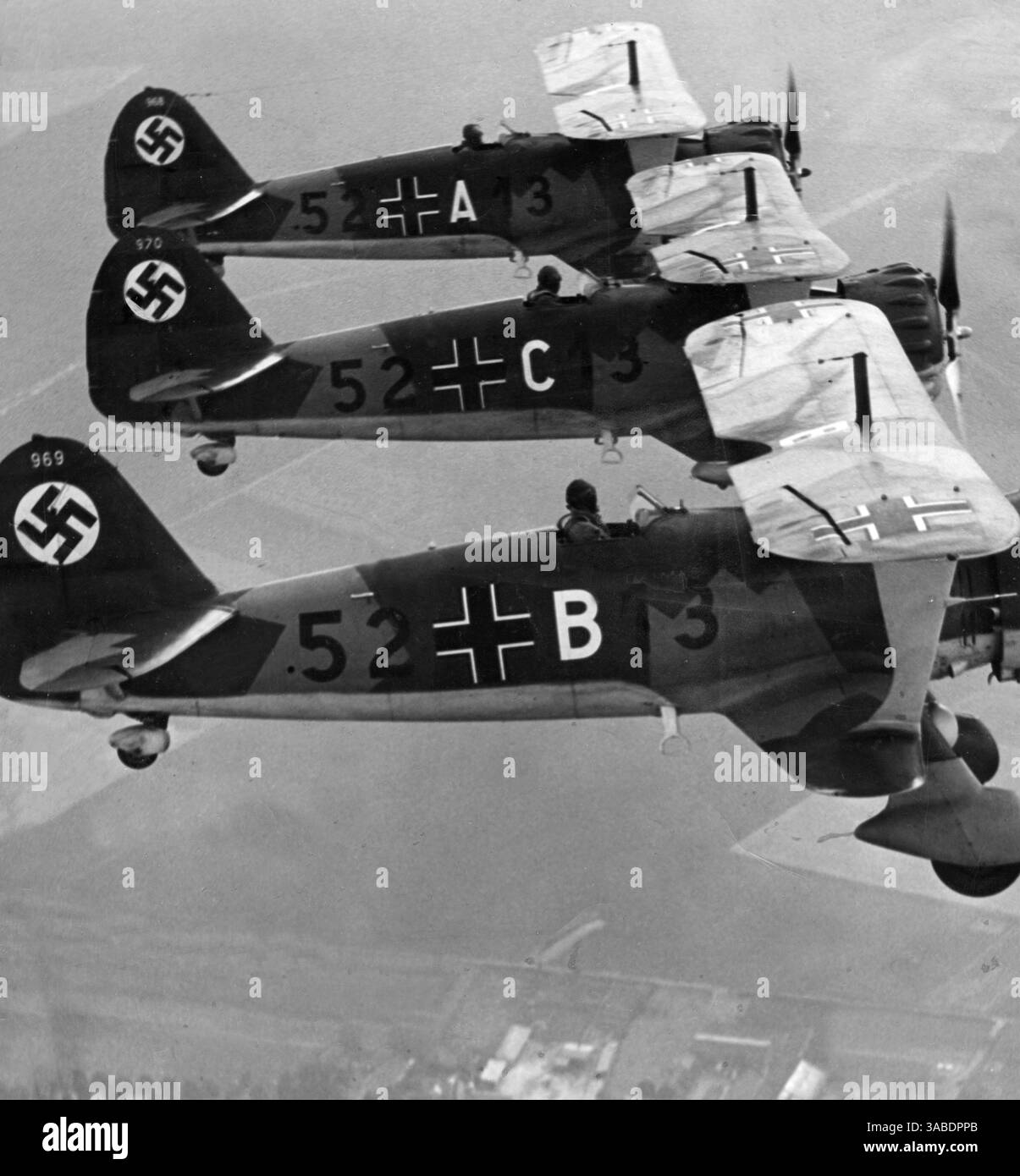 WW2 propaganda photo of German Henschel 123 on grass runway WW2 propaganda photo of German Henschel 123 on grass runway