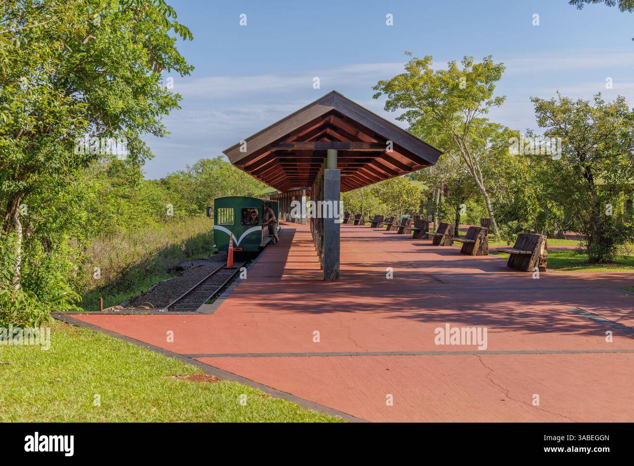 Puerto Iguazu, Misiones, Argentina - April 2nd, 2025: Iguazu National Park Train. Stock Photo