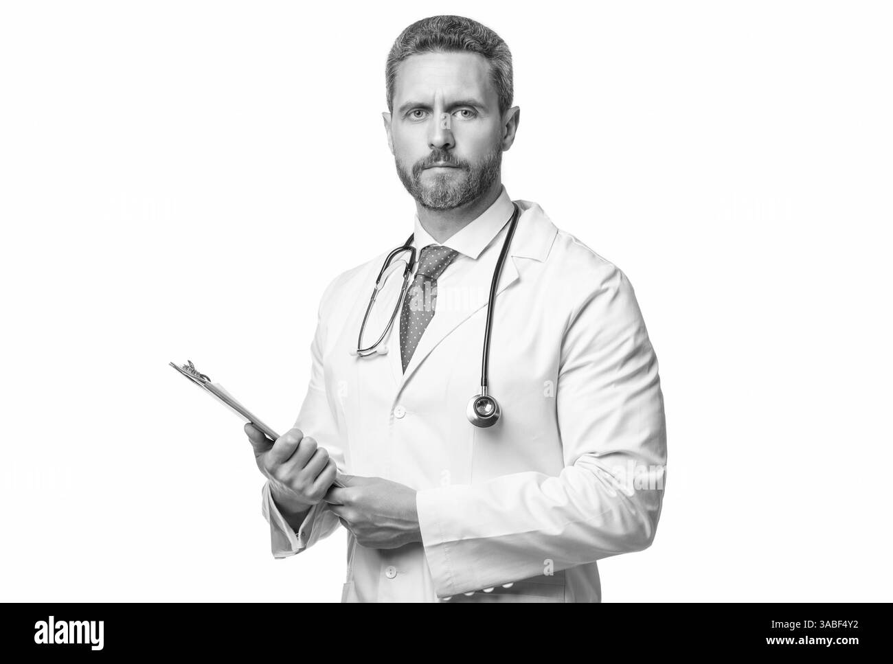 Doctor checking medical report Black and White Stock Photos & Images ...