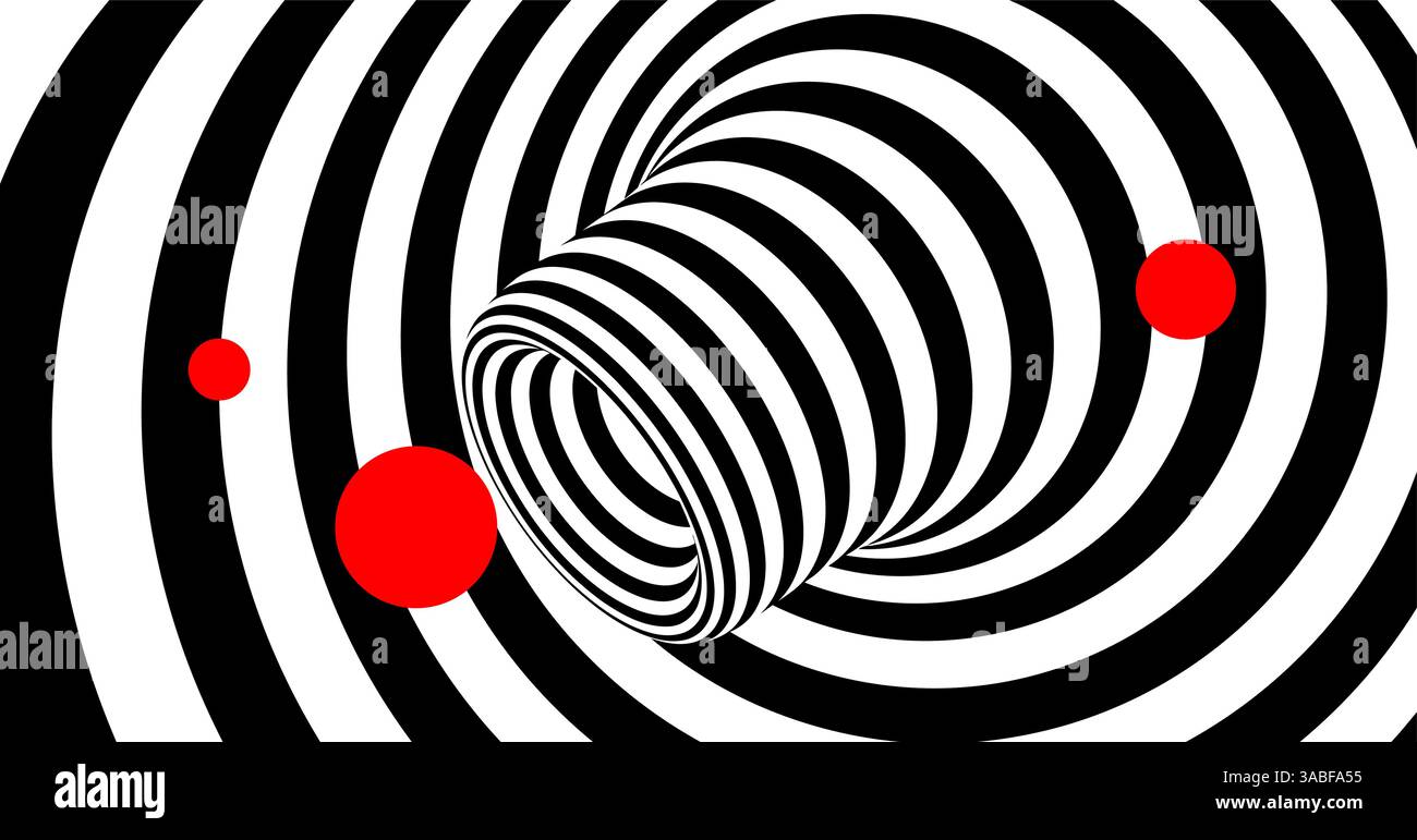 Pattern with optical illusion. Black and white design. Abstract striped background. Vector illustration. Stock Vector