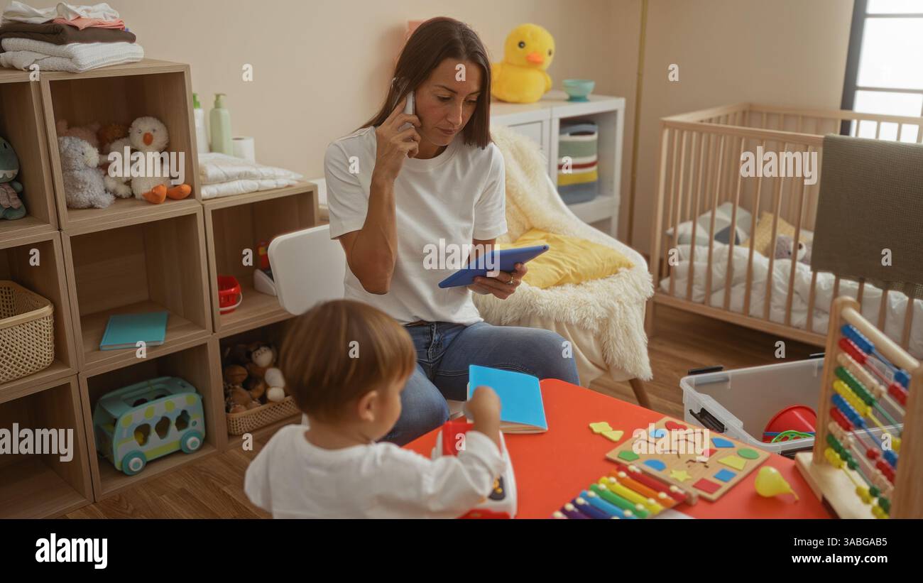 Woman multitasks in bedroom hi-res stock photography and images - Alamy