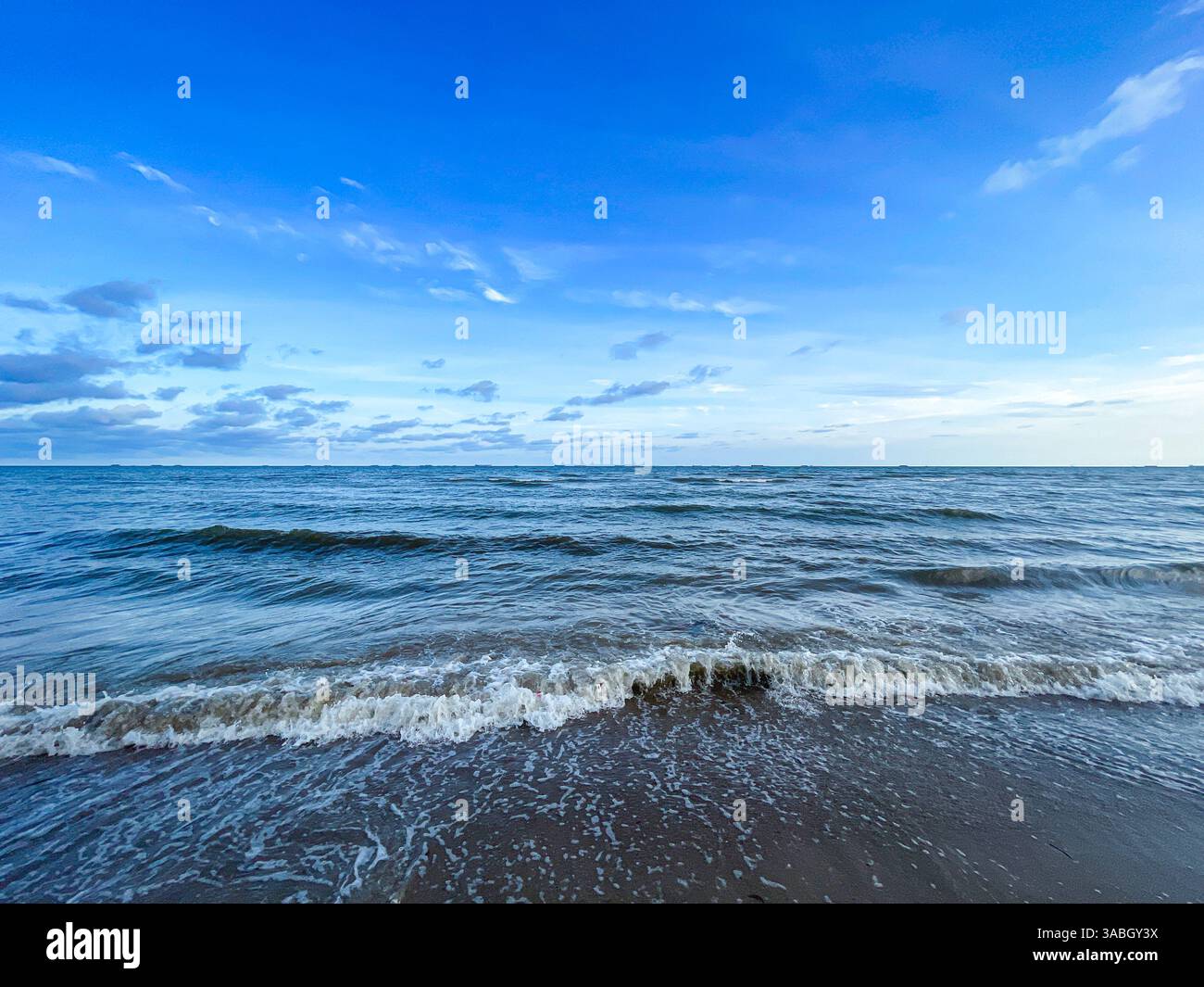 blue sea with wave and perfect blue sky - Smartphone Captured Stock Image
