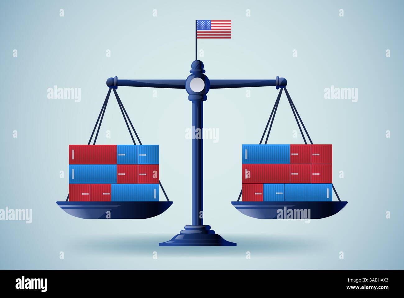 Scales with shipping containers balance trade concept with American ...