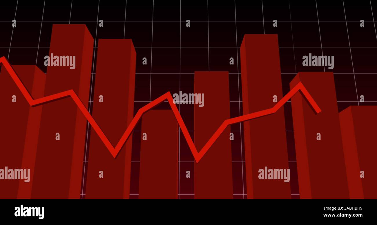 Image of red line statistics with financial data processing Stock Photo
