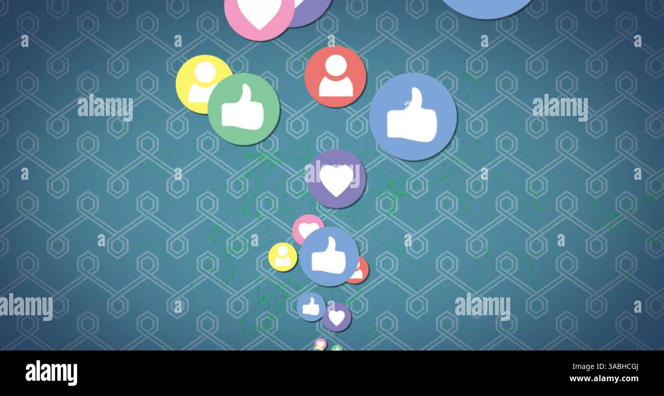 Social media icons floating on colorful background, representing online ...