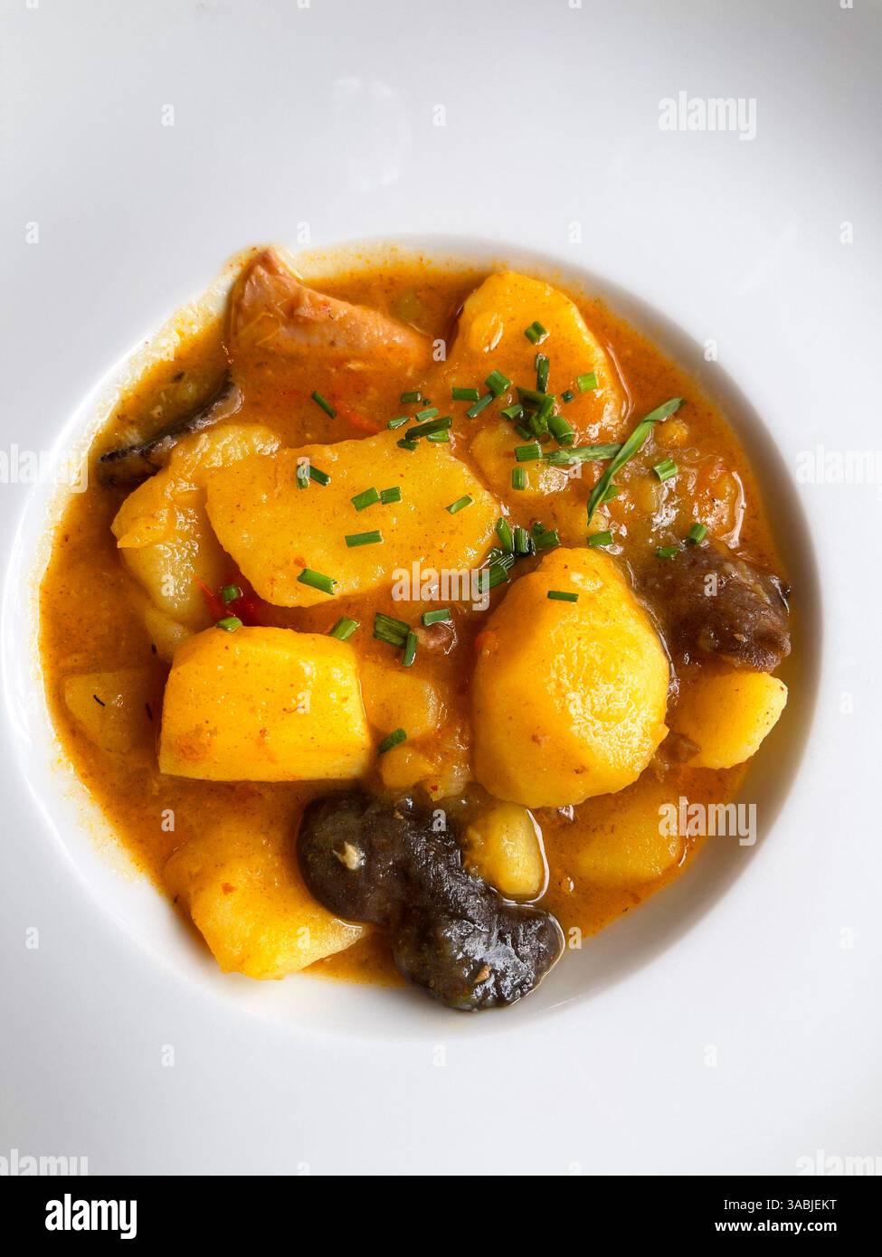 Meat, mushrooms and potatoes stew. Spain. - Smartphone Captured Stock Image
