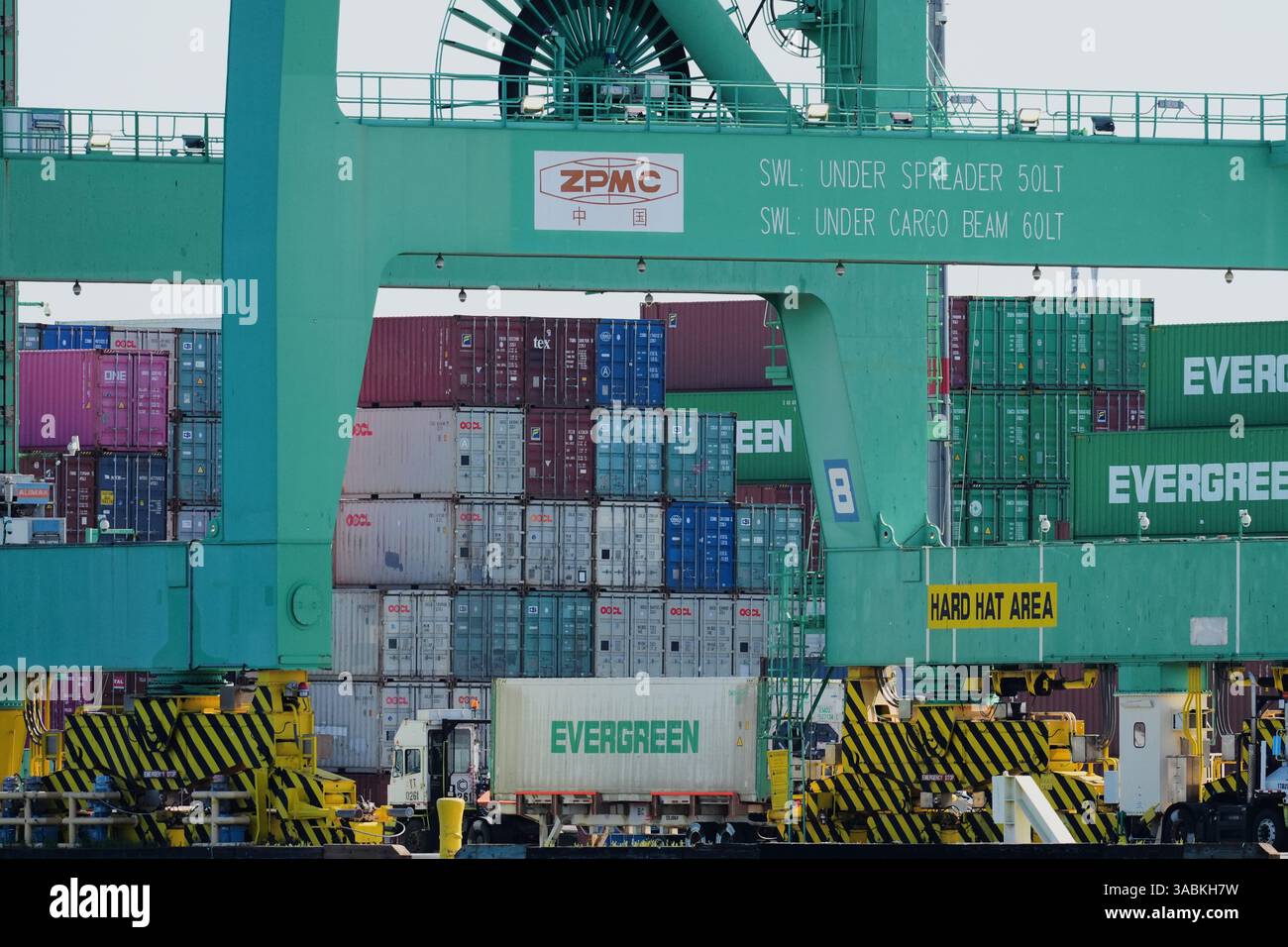 Containers are stacked at the Port of Los Angeles Wednesday, April 2 ...