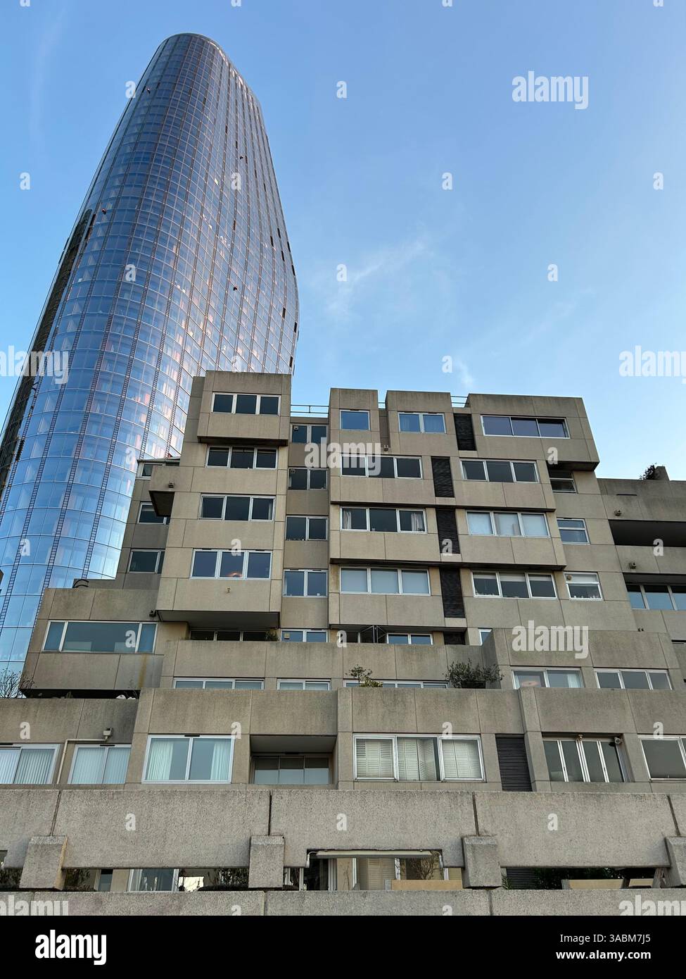 Bankside apartments, old and new, overlooking the River Thames, Southwark, London, UK - Smartphone Captured Stock Image