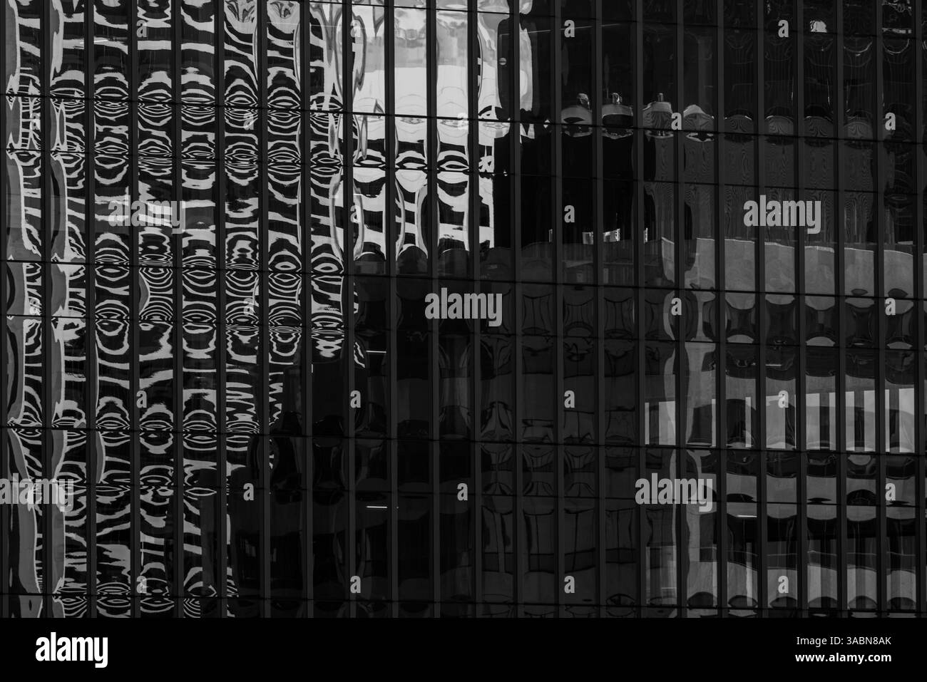 Abstract patterns windows black and white building reflections Stock Photo