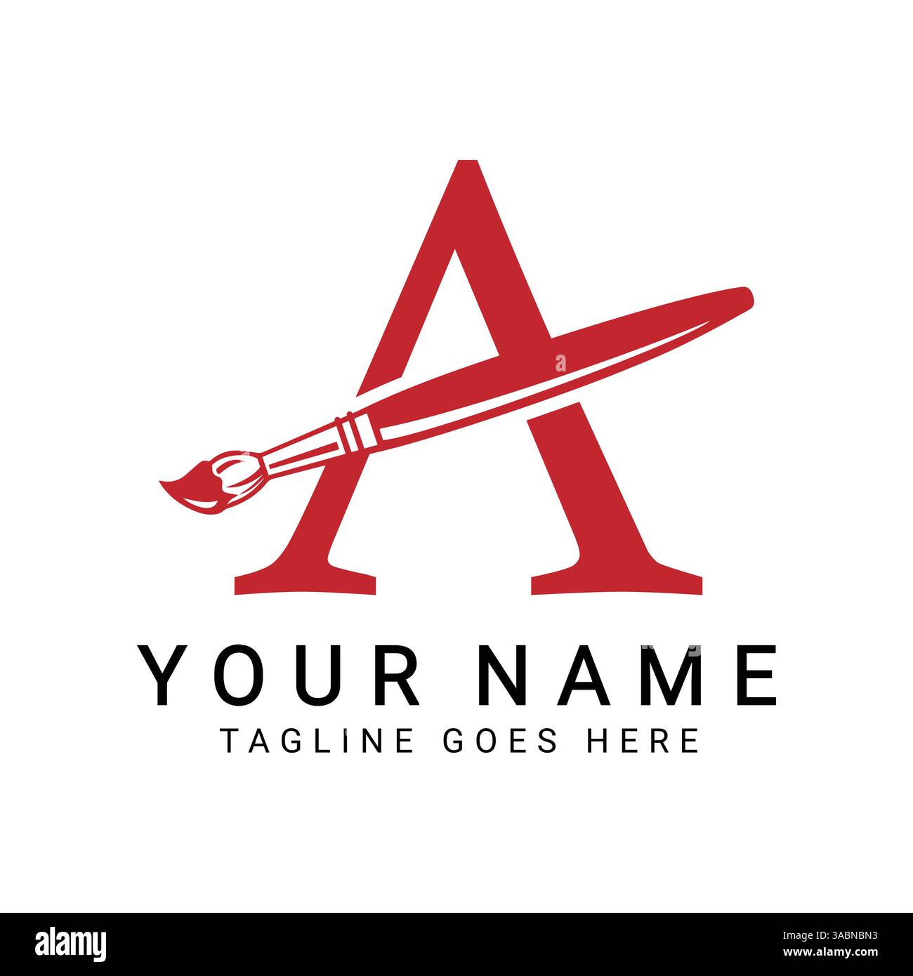 Letter A Painting Brush Logo Design. Alphabet A Painting Artist Icon ...
