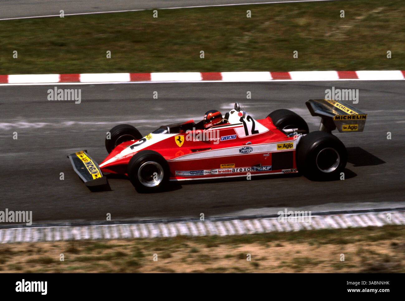 Gilles Villeneuve racing a Ferrari 312T5, British Grand Prix, Brands