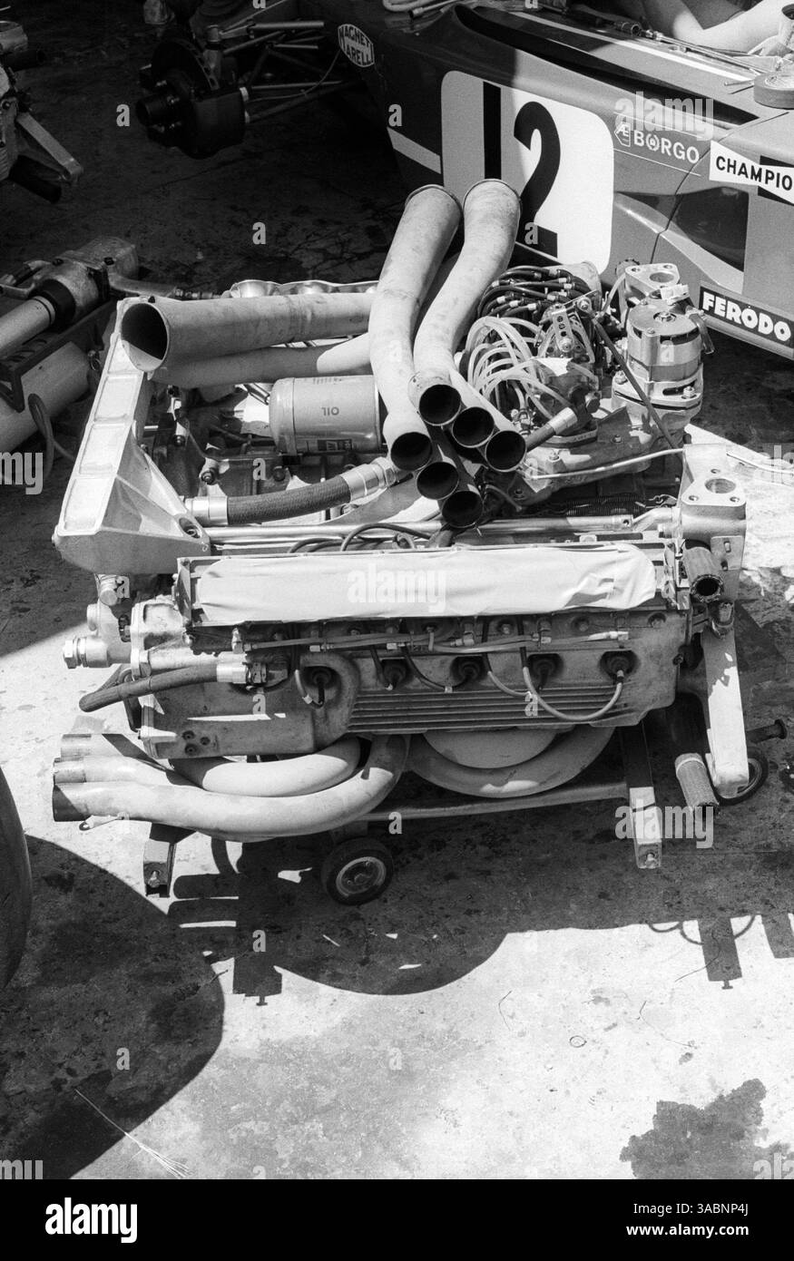 The Ferrari boxer engine powering the Ferrari 312B3...Argentinean Grand Prix, Rd1, Buenos Aires, Argentina, 13 January 1974. (Credit Image: ©Sutton Motorsports/ZUMA Press) Stock Photo