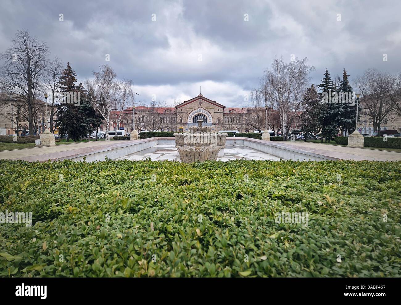 CHISINAU railway station outdoor view of the main building, Republic of Moldova - Smartphone Captured Stock Image