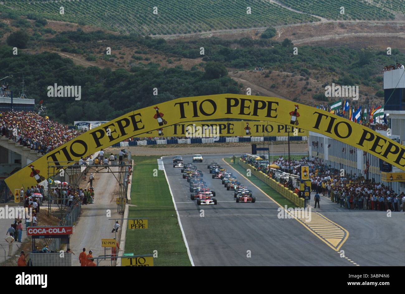 Ayrton Senna leads off the line..Spanish GP, Jerez, Spain, 30 September ...
