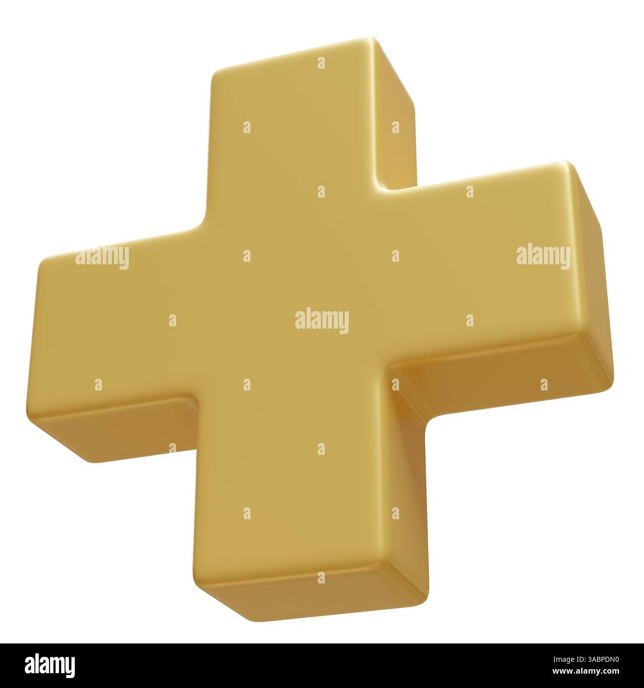 Plus sign isolated on white, yellow color cross, 3d render Stock Photo ...