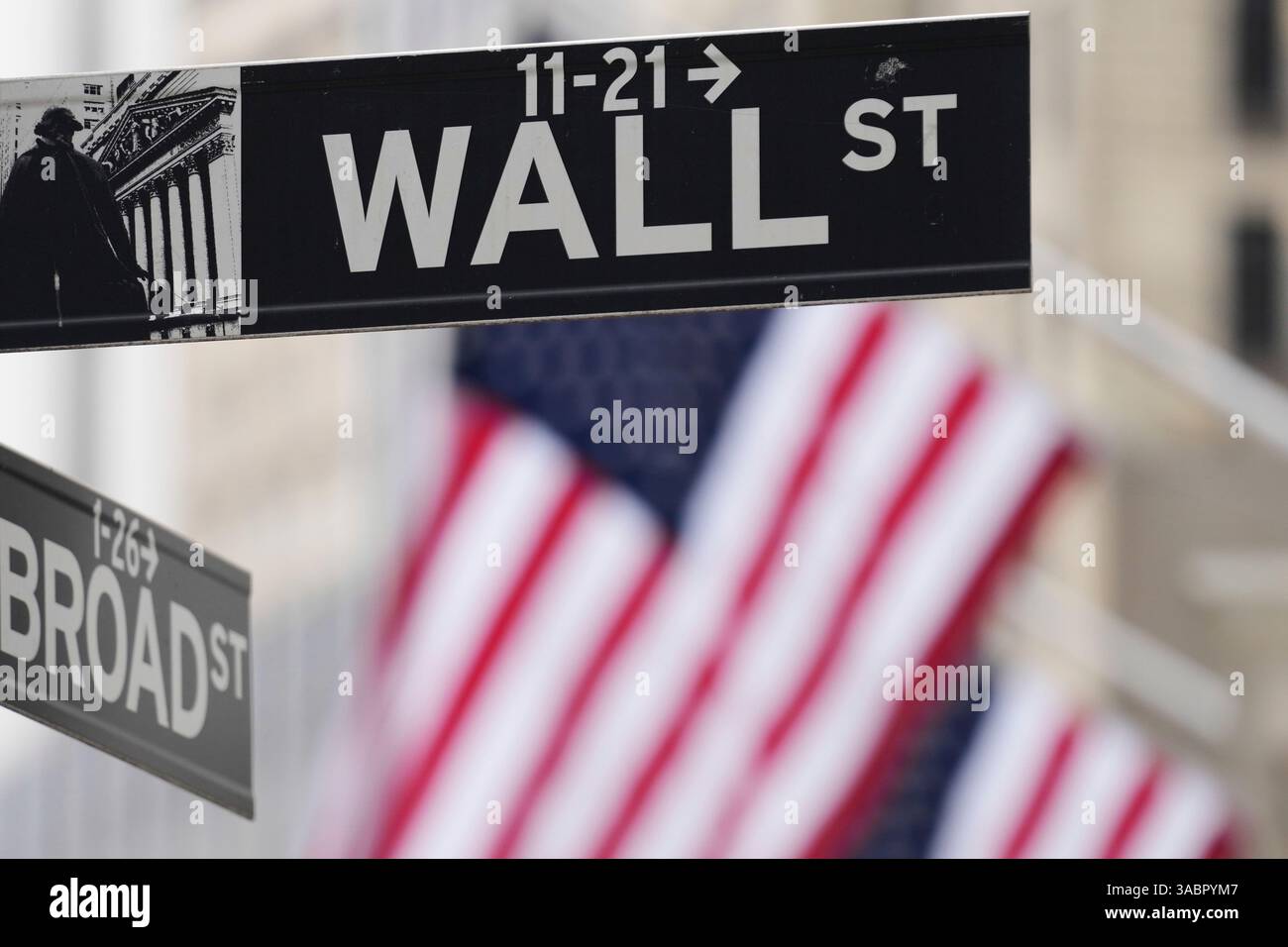 Wall Street signs are displayed outside the New York Stock Exchange in ...