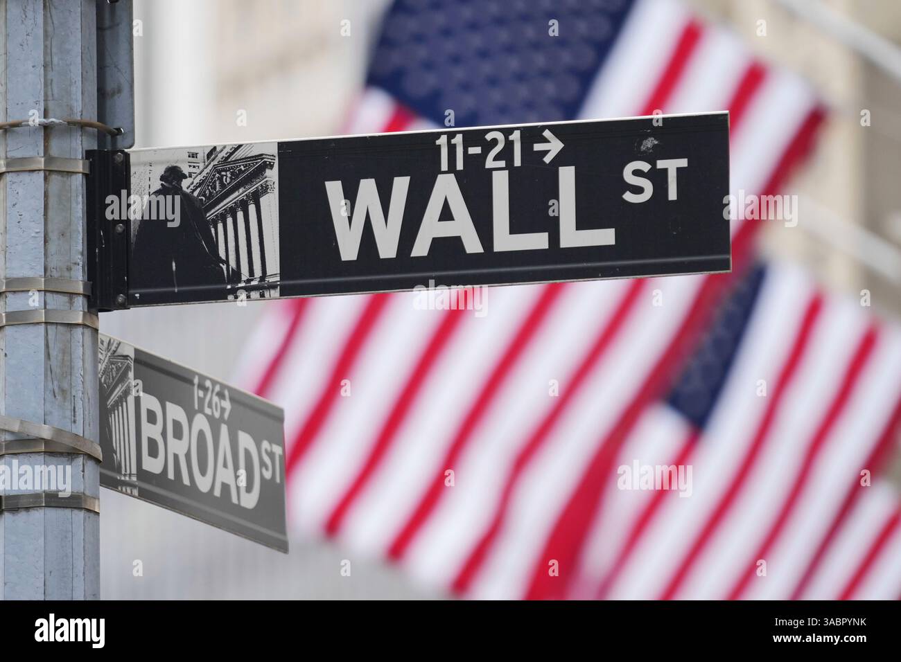 Wall Street signs are displayed outside the New York Stock Exchange in ...