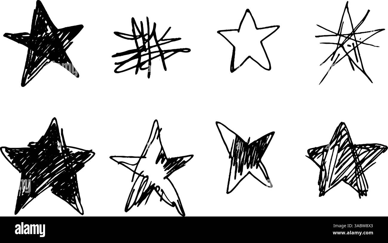Collection of Hand-Drawn Star Illustrations Stock Vector Image & Art ...