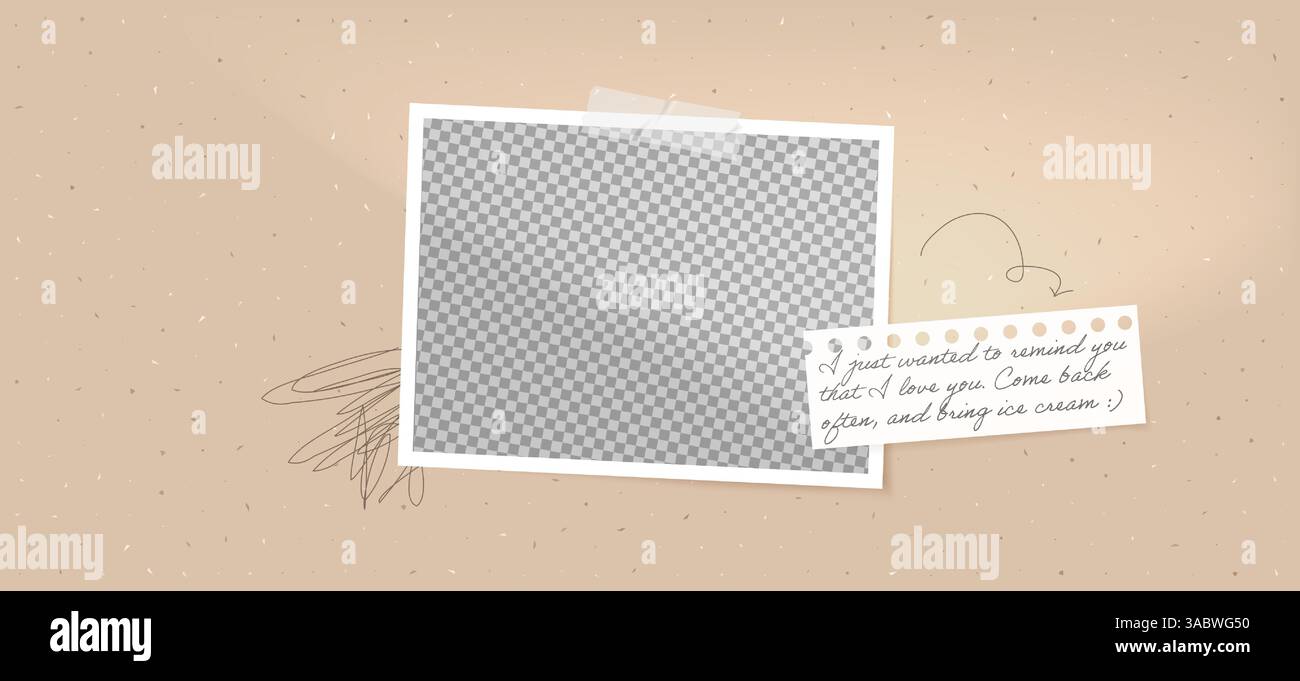 Frame photo template mockup with vintage tape and sticker. Square ...