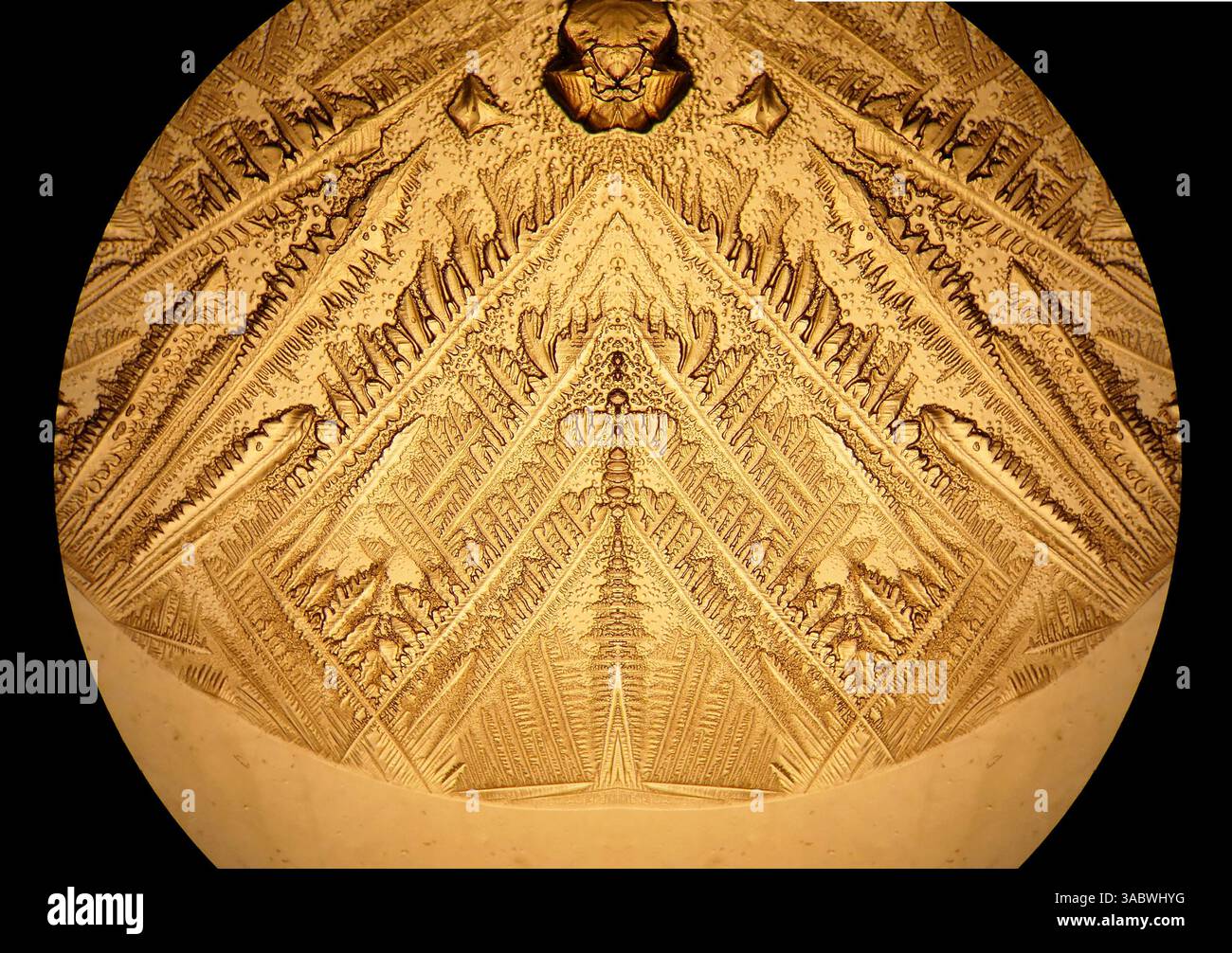 Composed mirror image of microscopic mineral crystals precipitated in a ...
