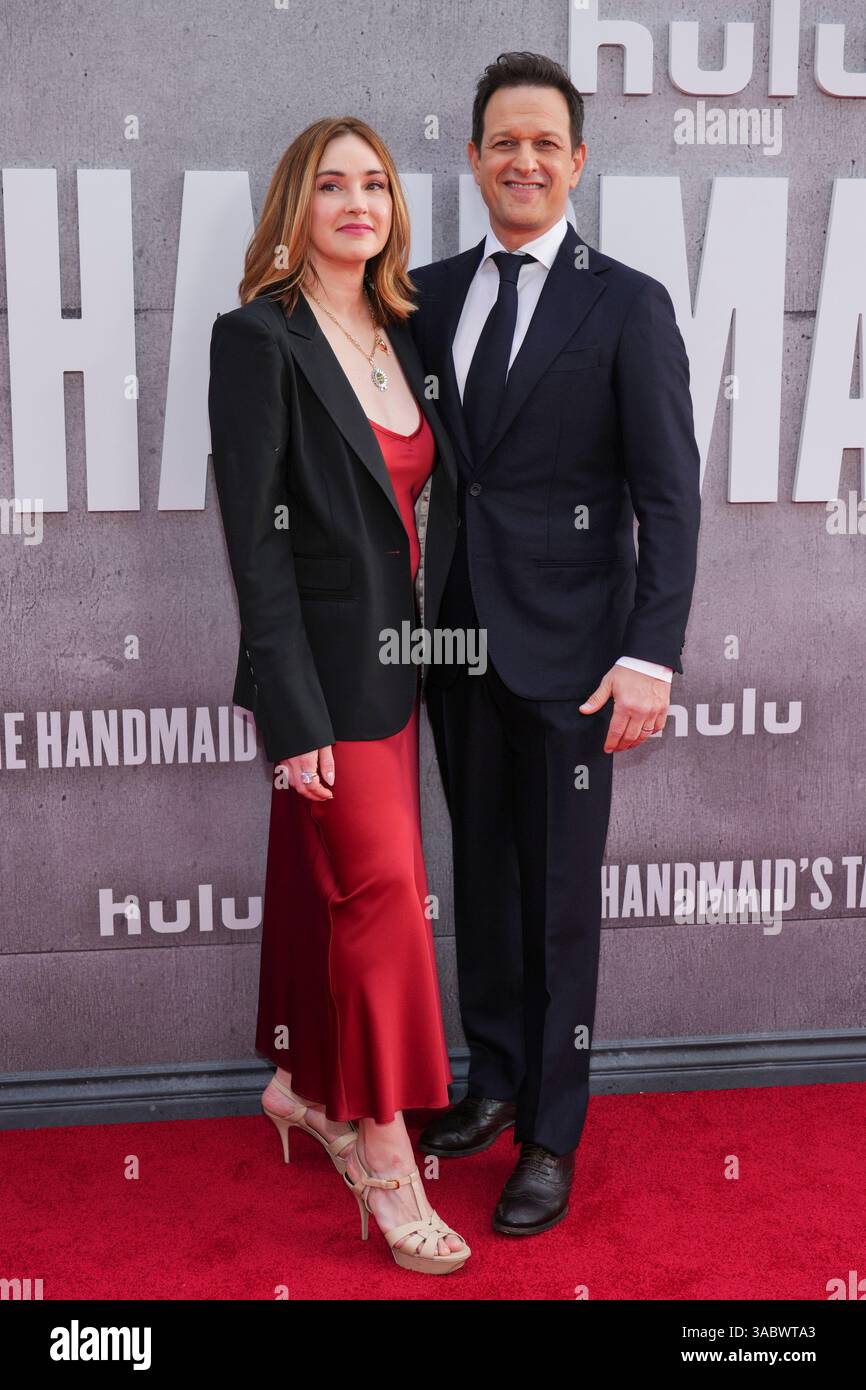 Sophie Flack, left, and Josh Charles arrive at the premiere of the ...