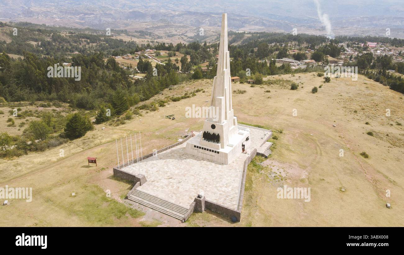 Historical Sanctuary of the Pampa de Ayacucho, Peru. Site of the 1824 battle that secured South America's independence. Memorial with monuments and An Stock Photo