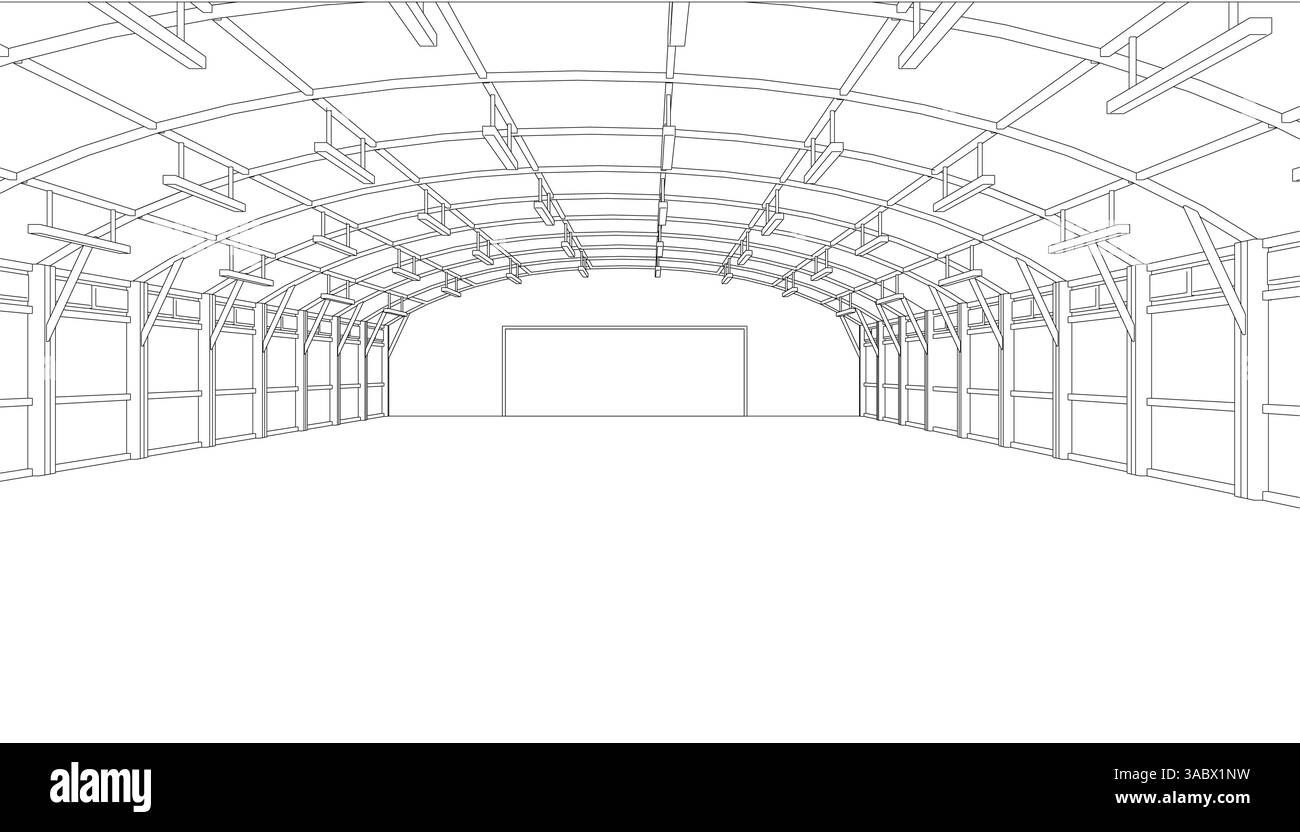 Industrial warehouse open space white Stock Vector Images - Alamy
