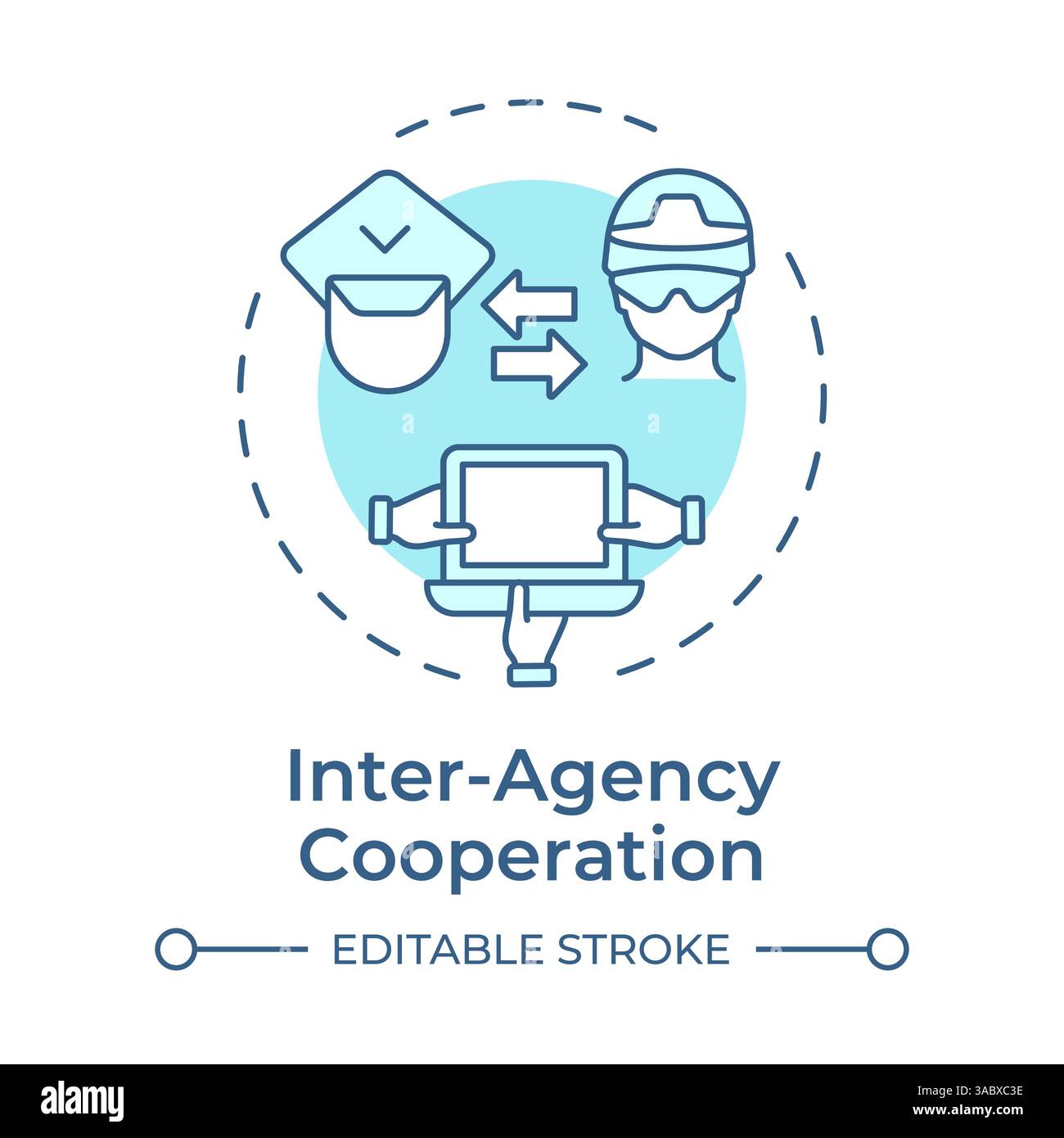 Inter agency cooperation soft blue concept icon Stock Vector