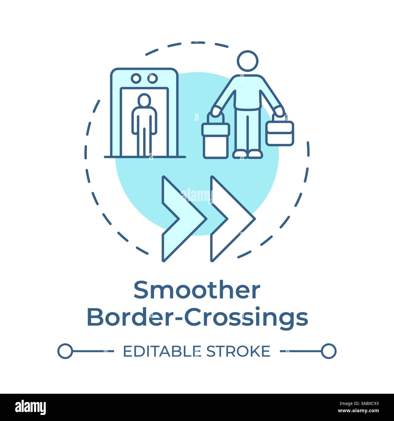 Smoother border crossings soft blue concept icon Stock Vector