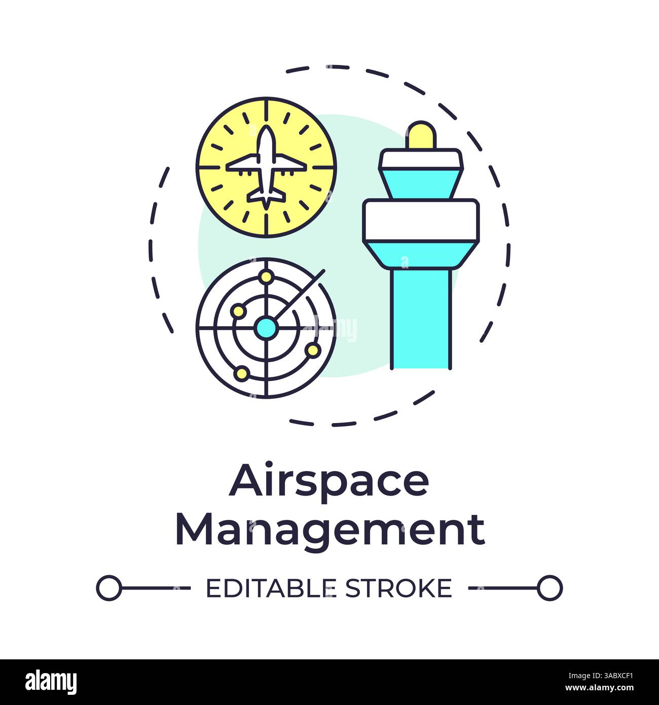 Airspace management multi color concept icon Stock Vector