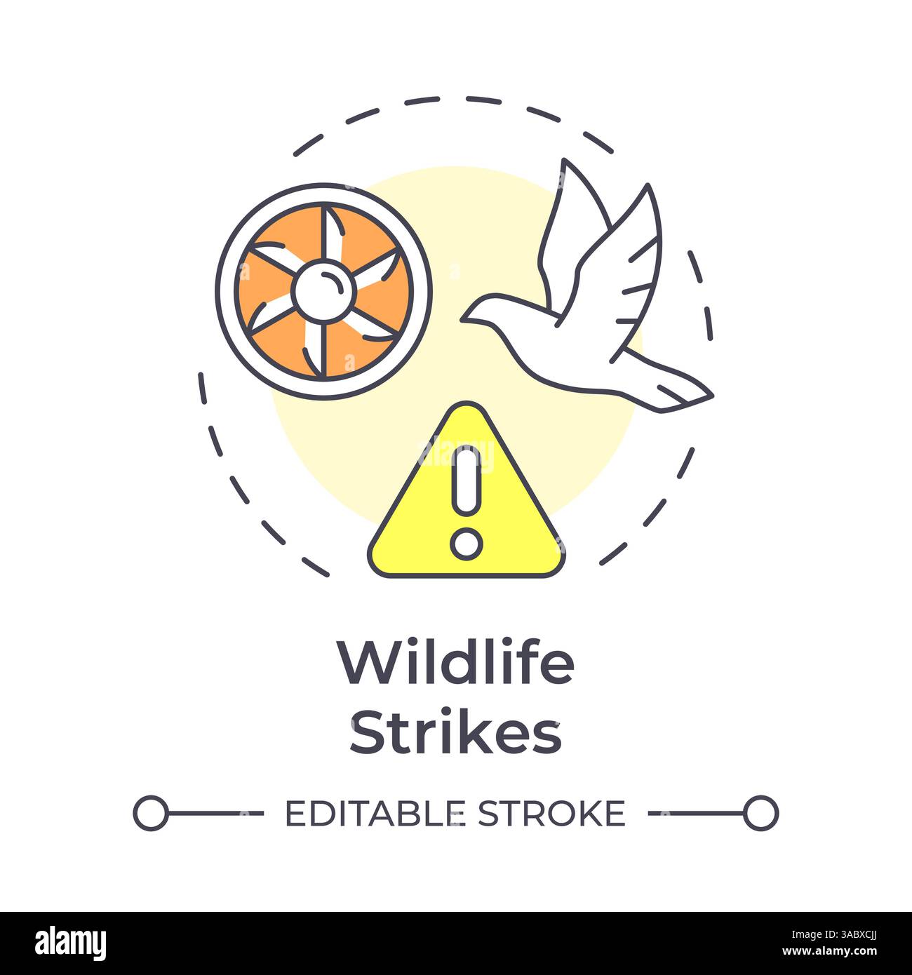 Wildlife strikes multi color concept icon Stock Vector