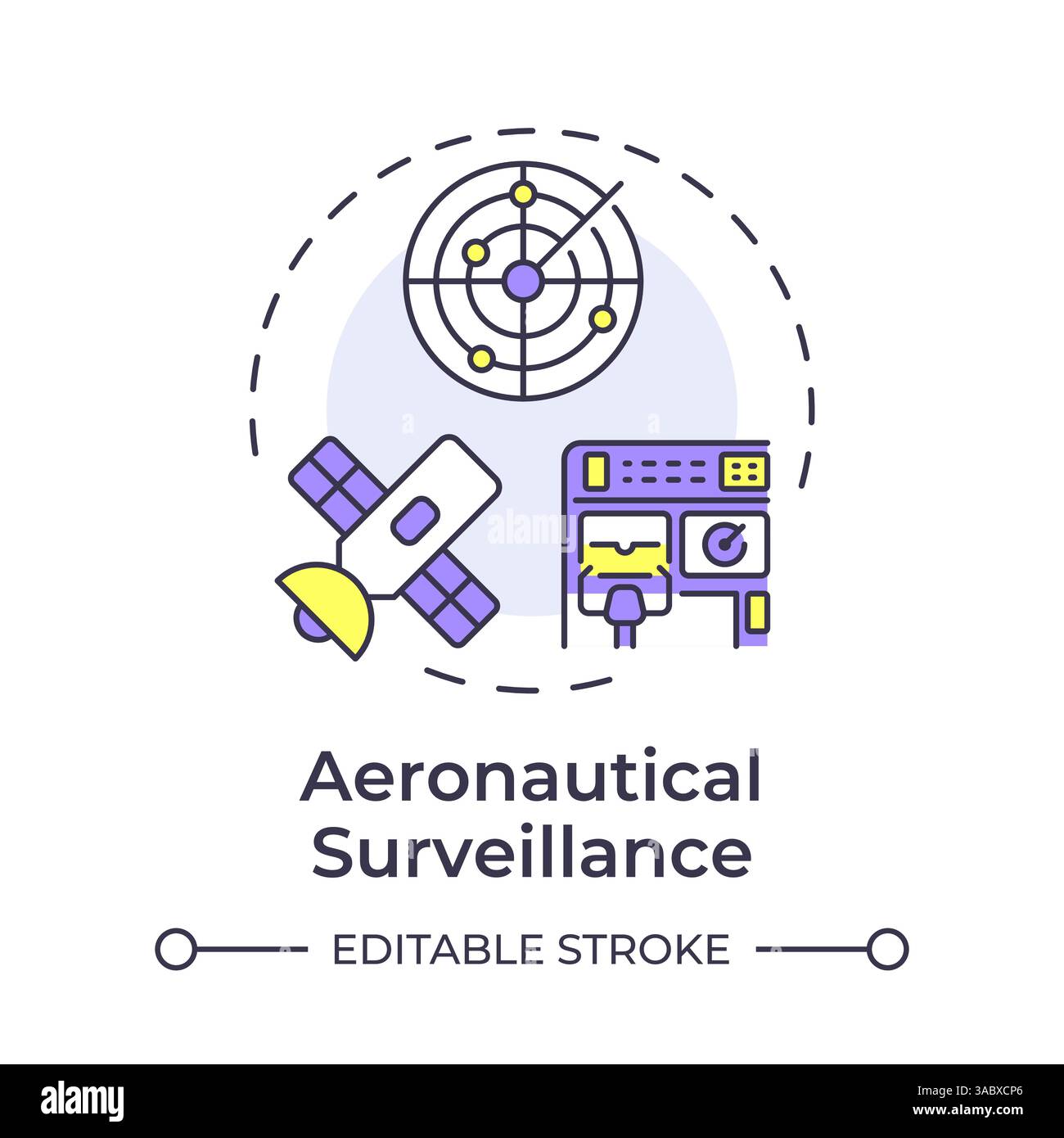 Aeronautical surveillance multi color concept icon Stock Vector