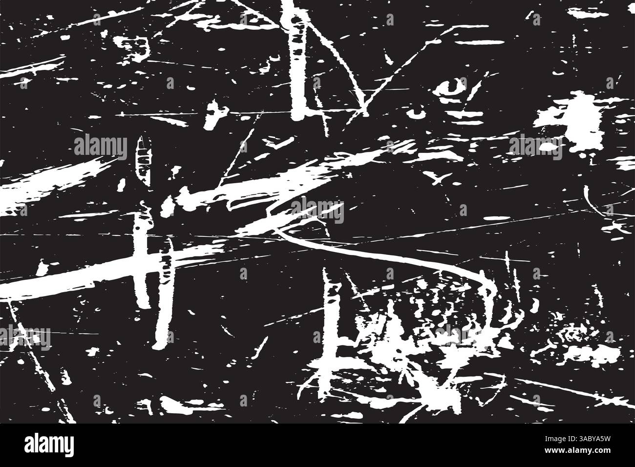 Hand drawing. Light Distressed Background. Ink Print Distress Background. Grunge Texture. Simple abstract black and white drawing. Expressive drawing. Stock Vector