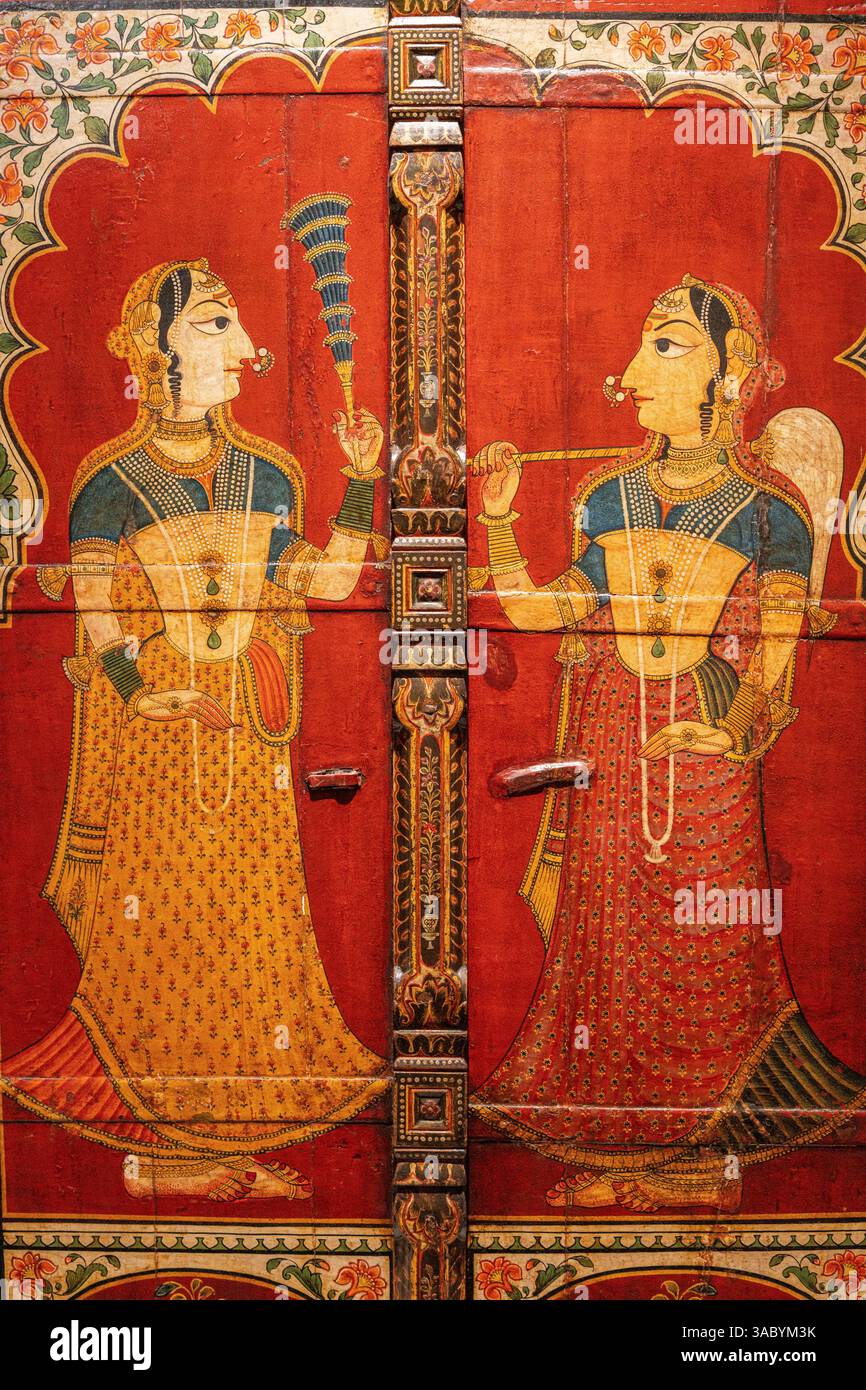 Old Indian Doors From Rajasthan With Later Paint - 19th Century Old Indian Doors From Rajasthan With Later Paint - 19th Century