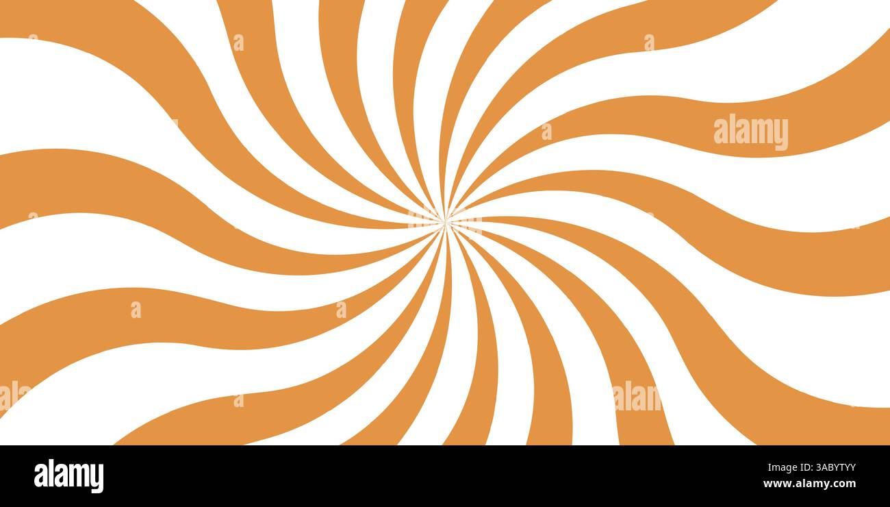 Abstract Orange and White Radiating Spiral Retro Groovy Banner with ...
