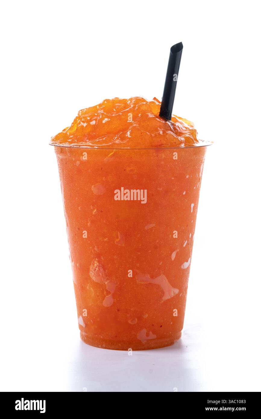 Orange slushie isolated on white background Stock Photo
