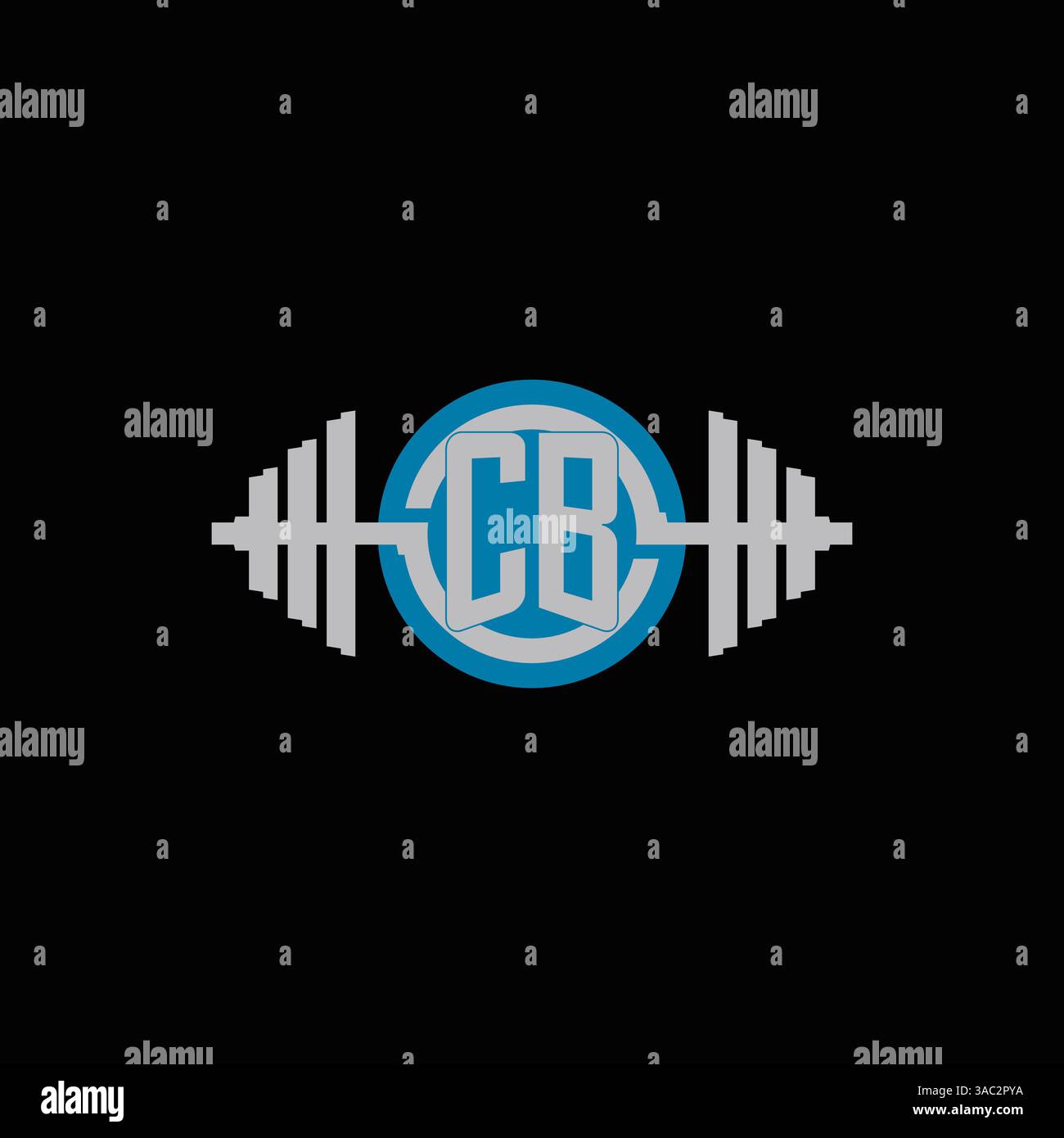 Initial CB logo design with geometric dumbbell and circle line icon vector graphic Stock Vector